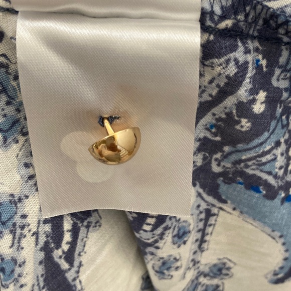 H&M Paisley V-Neck Tiered Dress w/ Gold-Tone Buttons 100% Cotton P2P 21 in. - Picture 10 of 11